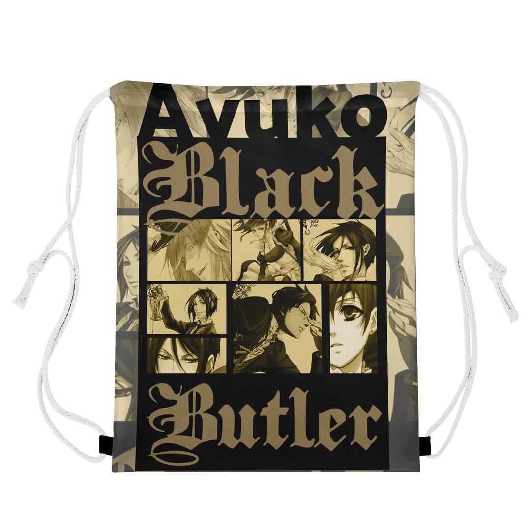 Black Butler Drawstring Bag