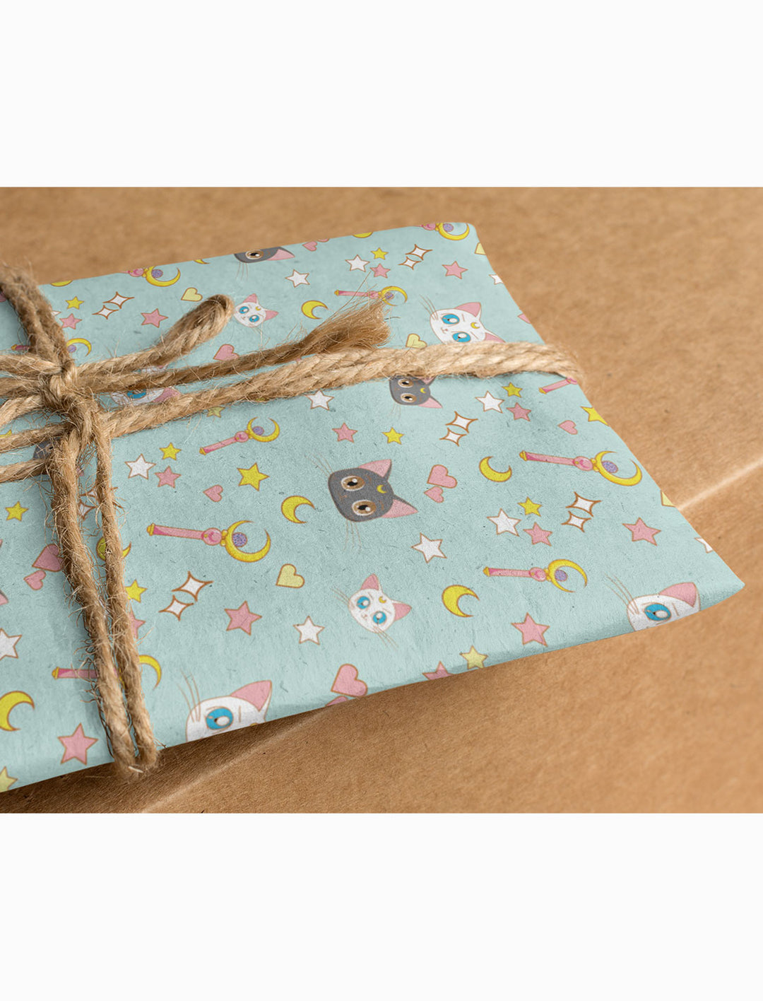 Sailor Moon Luna Artemis Cats Blue Wrapping Paper