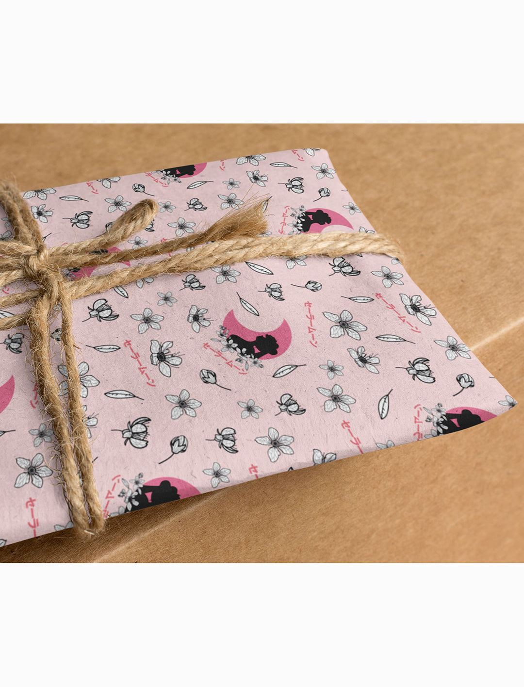 Sailor Moon Pink Floral Wrapping Paper