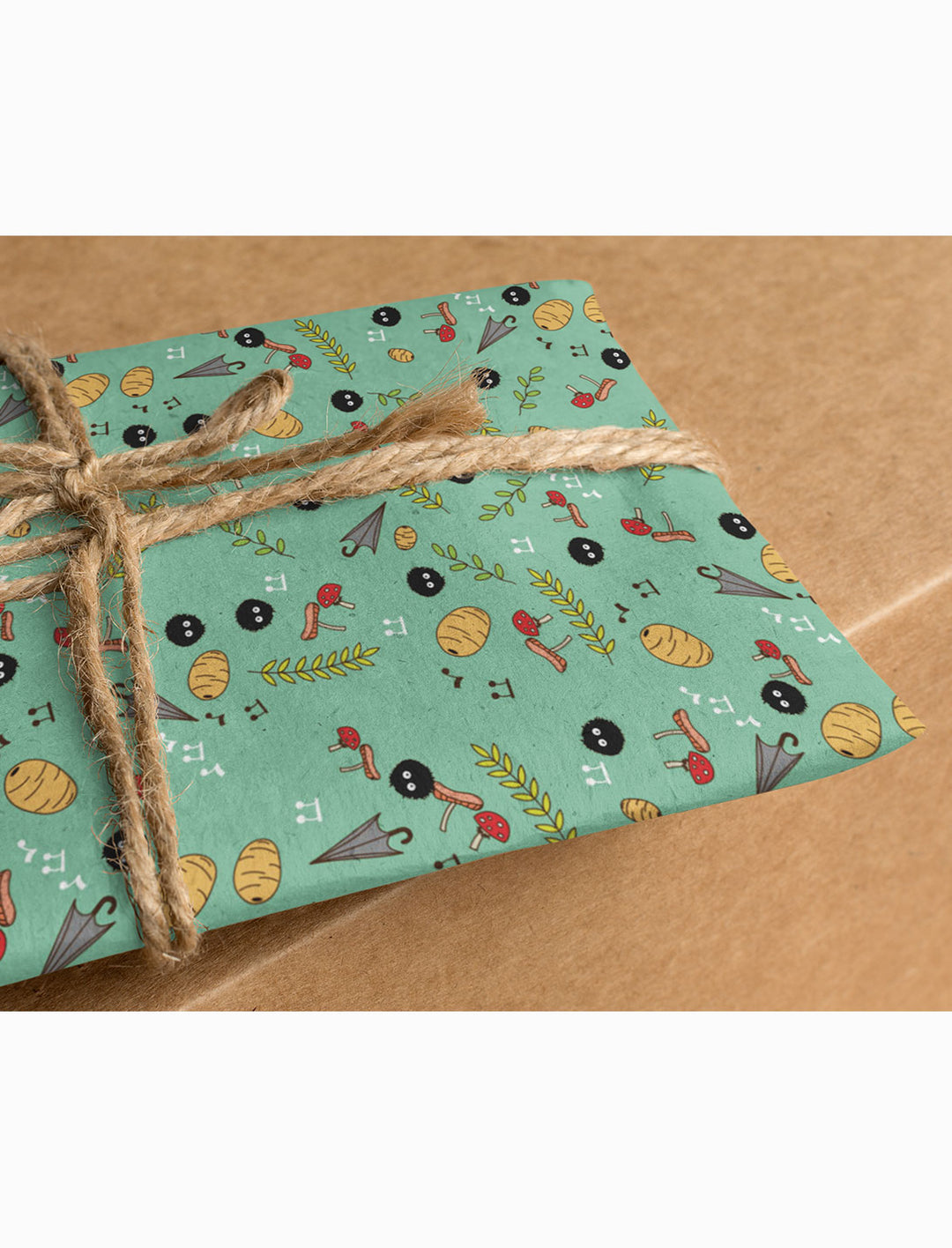 Totoro Inspired Green Wrapping Paper