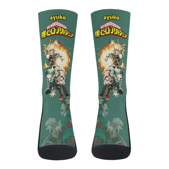 My Hero Academia Deku And Bakugo Anime Socks _ My Hero Academia _ Ayuko