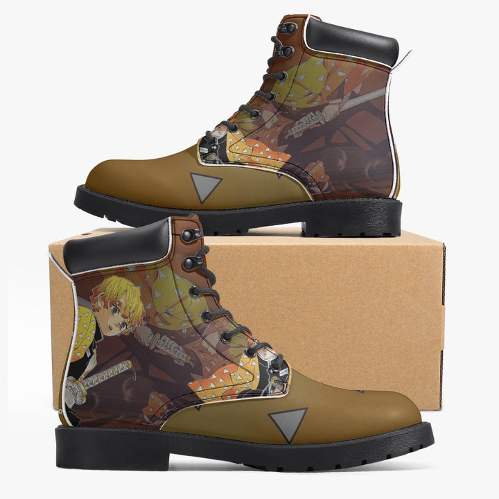 Demon Slayer Zenitsu Agatsuma Casual Leather Boots Anime Shoes _ Demon Slayer _ Ayuko