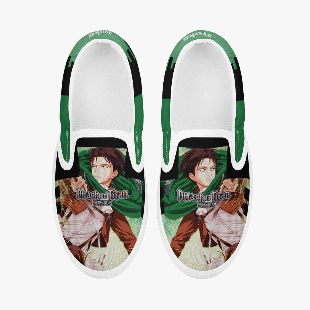 Attack On Titan Levi Ackerman Kids Slip Ons Anime Shoes _ Attack On Titan _ Ayuko