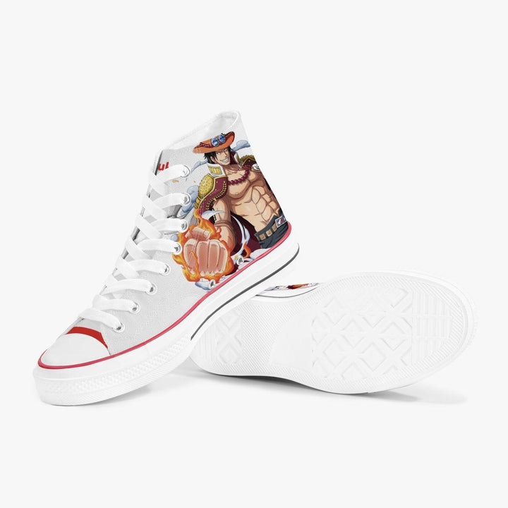 One Piece Portgas Ace A-Star High White Anime Shoes _ One Piece _ Ayuko