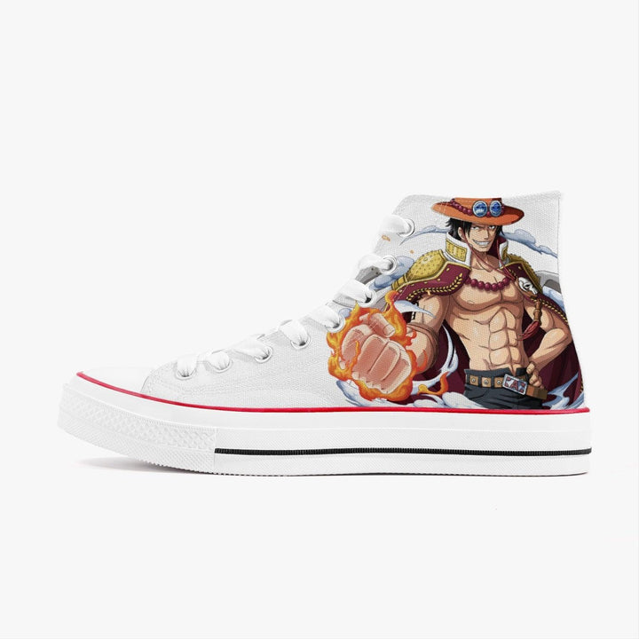 One Piece Portgas Ace A-Star High White Anime Shoes _ One Piece _ Ayuko