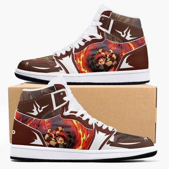 Demon Slayer Tanjiro Brown White JD1 Mid Anime Shoes _ Demon Slayer _ Ayuko